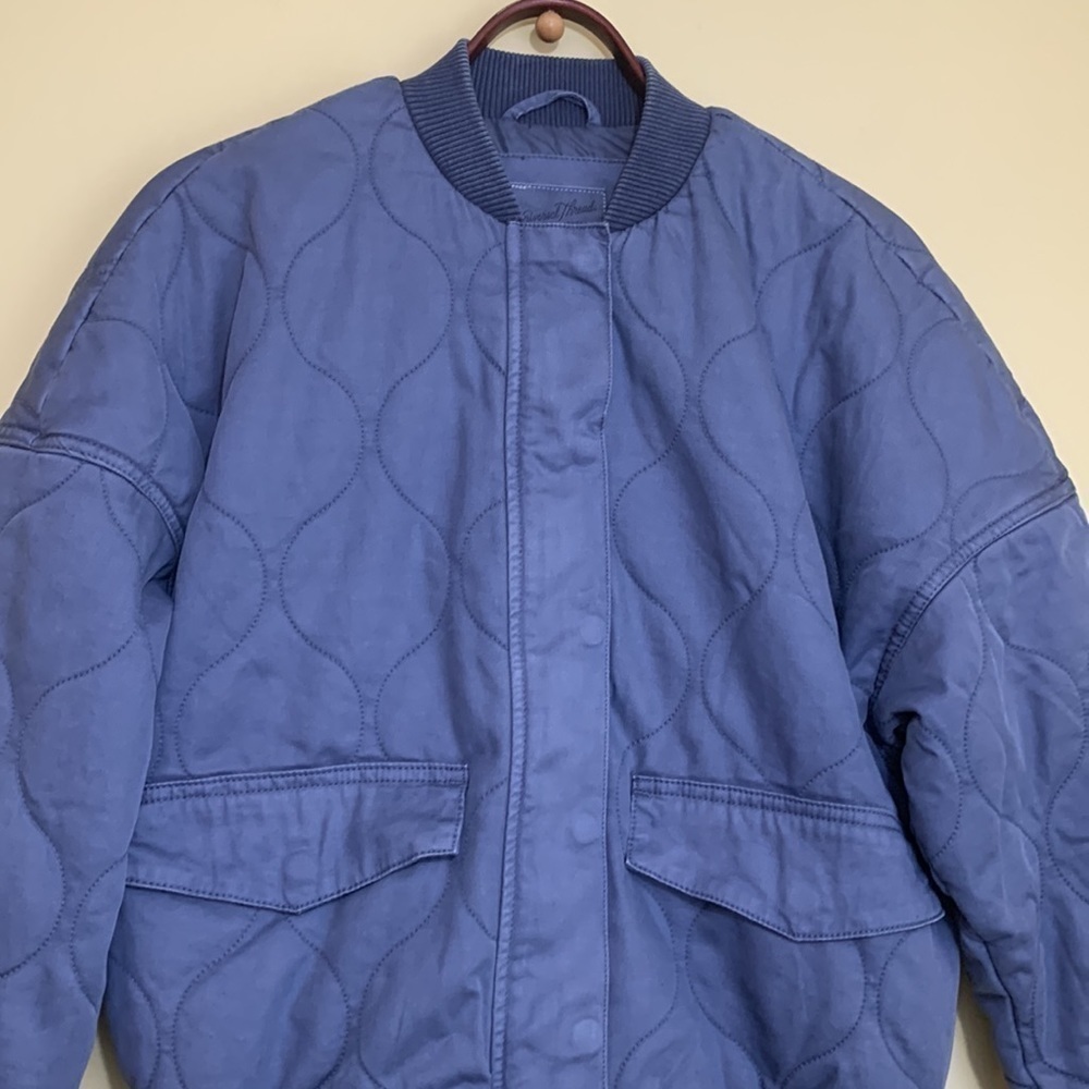 Universal Thread | Blue Quilted Lined Zip Snap Dr… - image 2